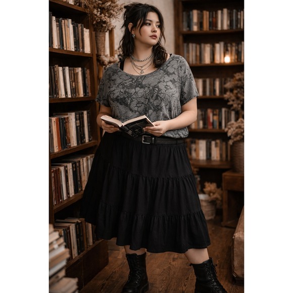 Womens Gray Sheer Floral Soft Grunge Top Romantic Moody Dark Academia Size 2x - Picture 3 of 9